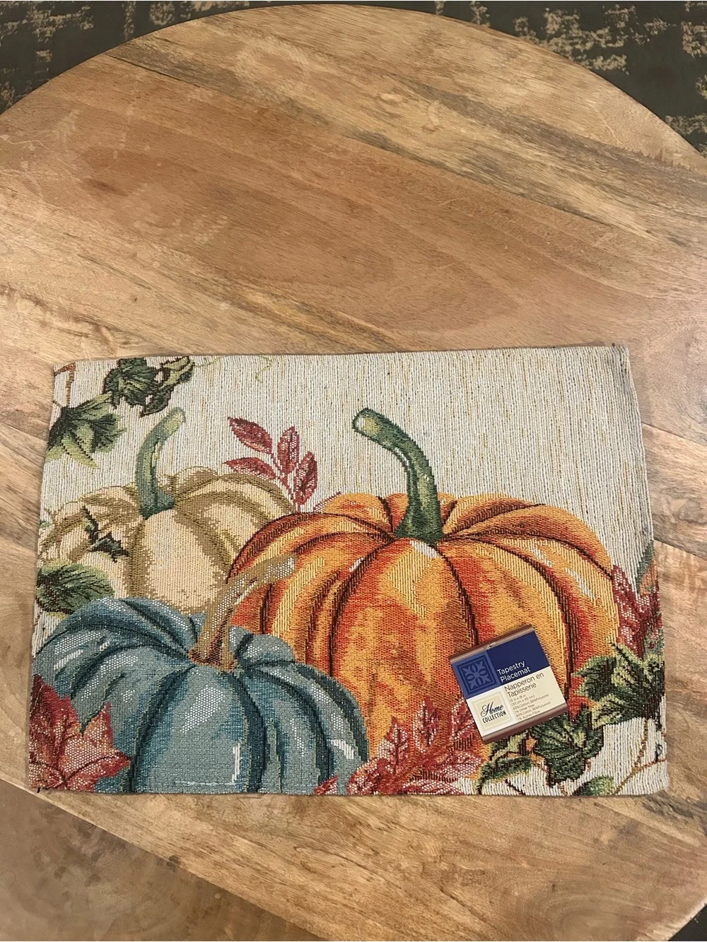 Set of 4 Fall Harvest Pumpkin Tapestry Placemats 13x18 New w/ Tags Made in USA